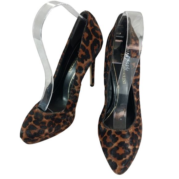 ENZO ANGIOLINI! GENUINE COWHIDE "FUR" LEOPARD PRINT CLASSIC PUMPS, HEELS! SZ 8M - Picture 3 of 10